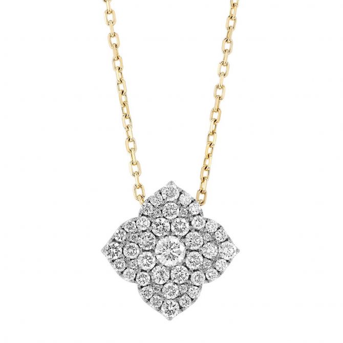 Frederic Sage Diamond Pavé Cluster Flower Pendant in White & Yellow Gold, 18"