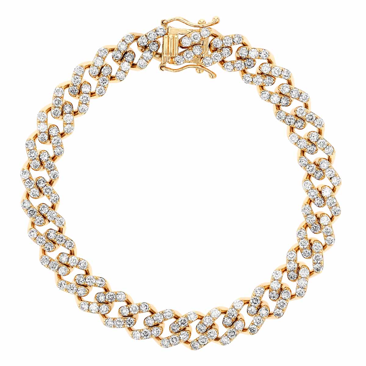 Diamond Pavé Curb Link Chain Bracelet in Yellow Gold, 6.00 aptw, 7 ...