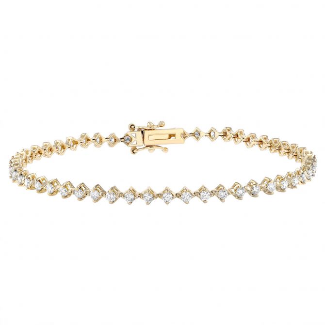 Diamond 4 Prong Tennis Bracelet in Yellow Gold, 1.60 aptw, 7"