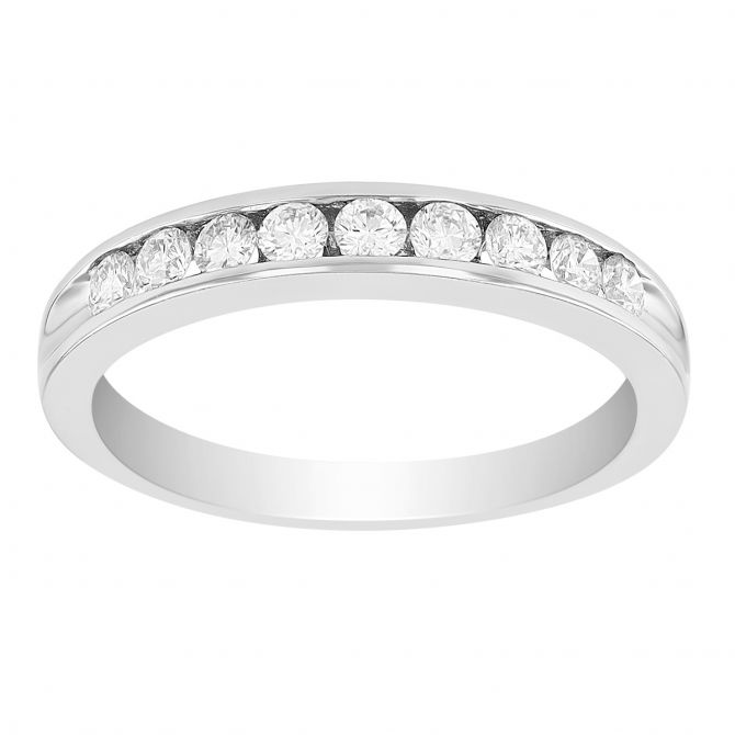 TARA Pearls Round Diamond Channel Set Ring in White Gold