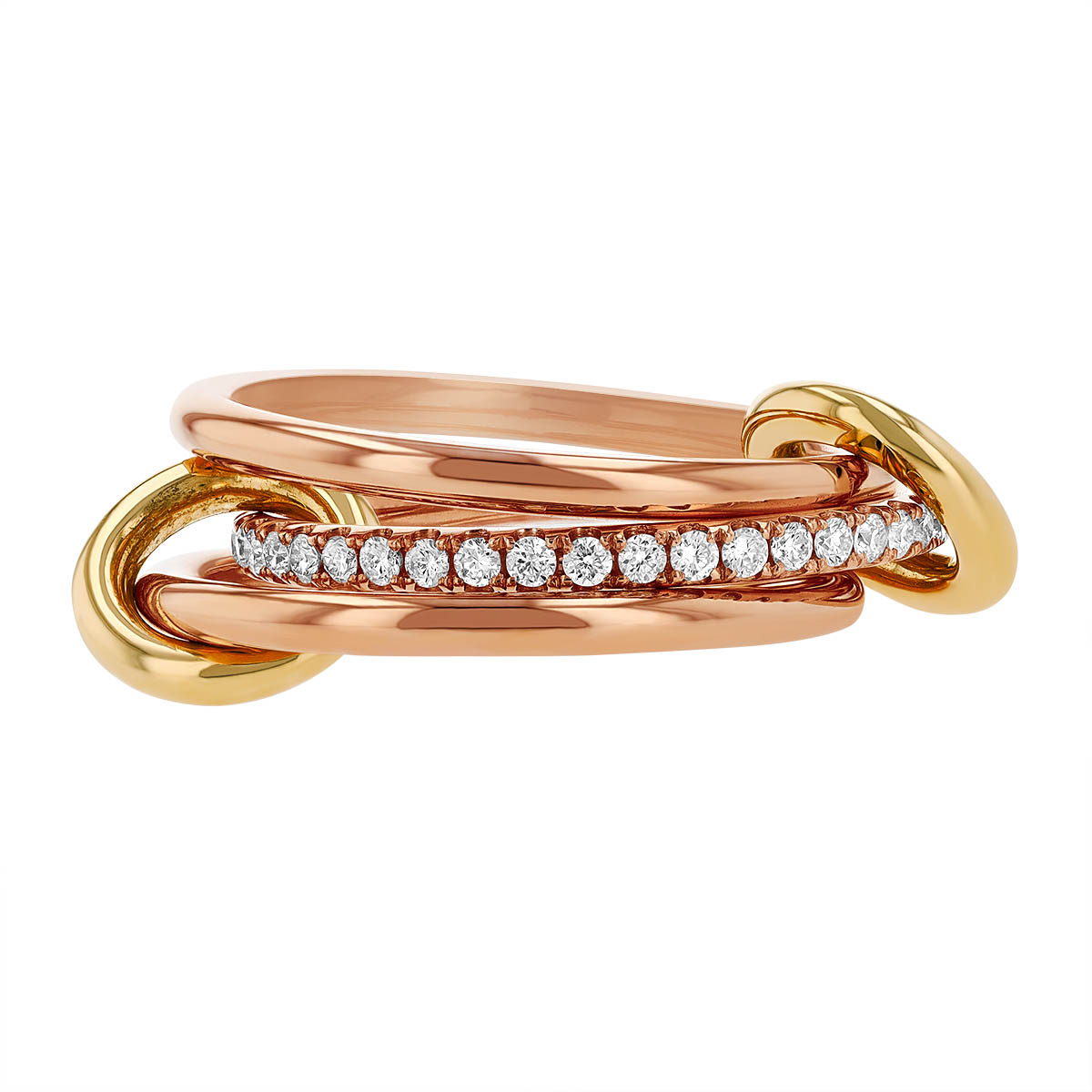 Spinelli Kilcollin Sonny Diamond Stacking Ring in Rose & Yellow Gold ...