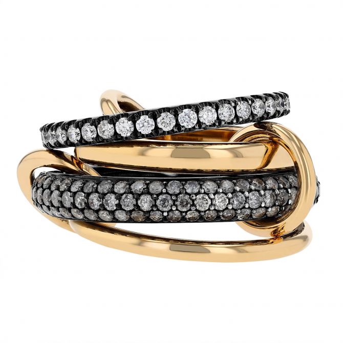 Spinelli Kilcollin Vega Diamond Stacking Ring in Yellow Gold & Sterling Silver