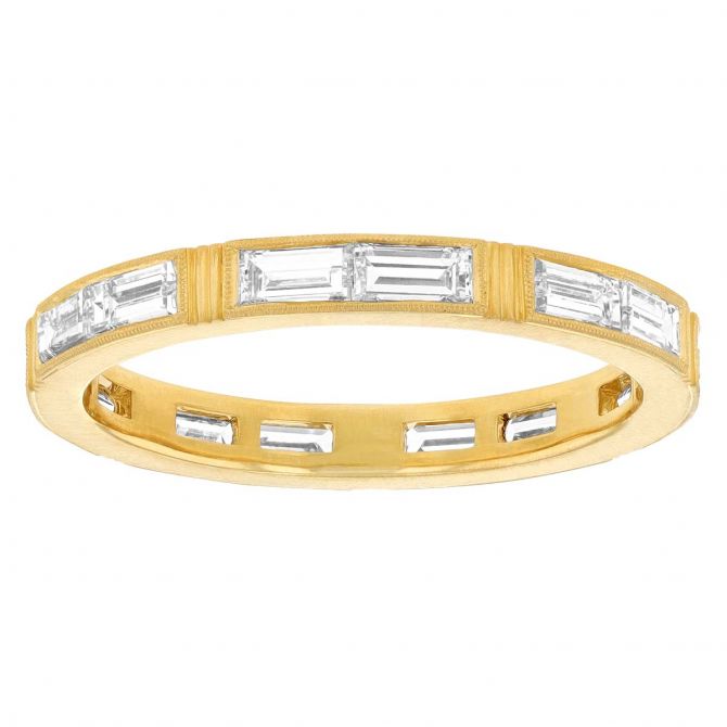 Erika Winters Isabella French Cut Baguette Diamond Channel Set Ring in Yellow Gold