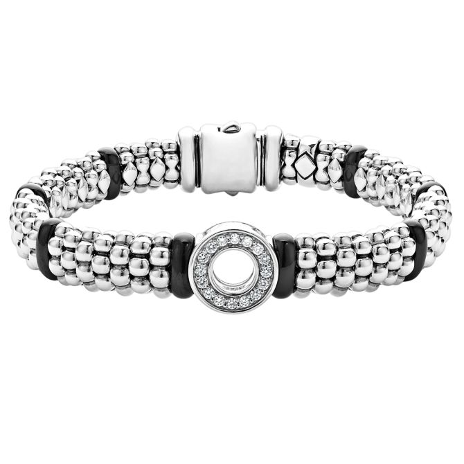 LAGOS Black Caviar Ceramic and Diamond Circle Bracelet, 9mm