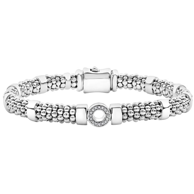 LAGOS Caviar Spark Small Single Station Diamond Circle Caviar Bracelet, 6mm