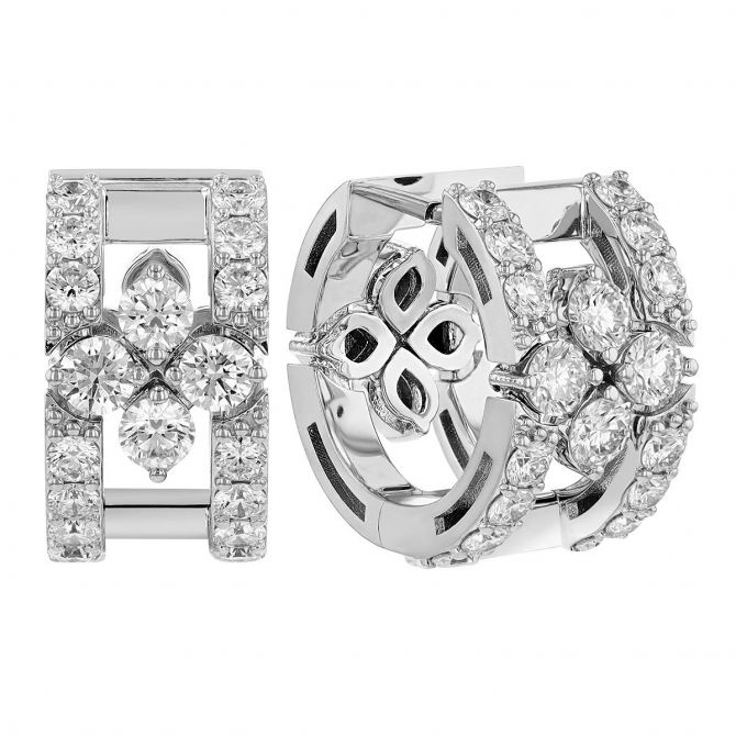 Roberto Coin Love in Verona Diamond Pavé Huggie Hoop Earrings in White Gold