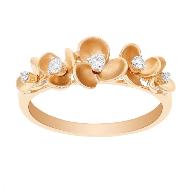 Diamond Flower Cluster Ring in Yellow Gold