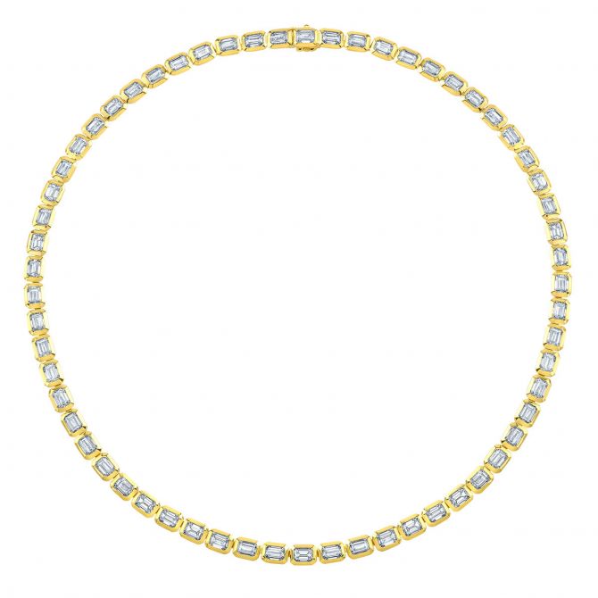 Manfredi Jewels Emerald Cut 18k Rose Gold 16.80ct Diamond Tennis Necklace -  Jewelry | Manfredi