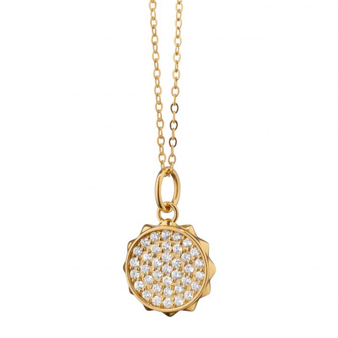 Monica Rich Kosann Diamond Pavé Sun Pendant in Yellow Gold, 17"