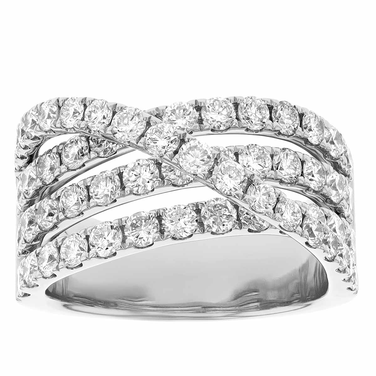 Diamond 4 Row Crossover Ring in White Gold | Borsheims