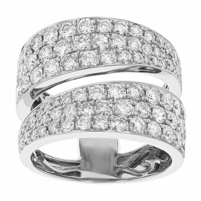 Diamond Pavé Split Wide Band Ring in White Gold