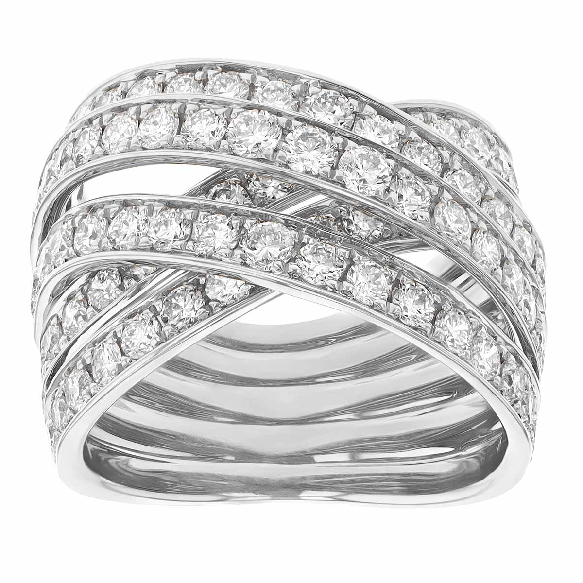 Diamond 5 Row Crossover Ring in White Gold | Borsheims
