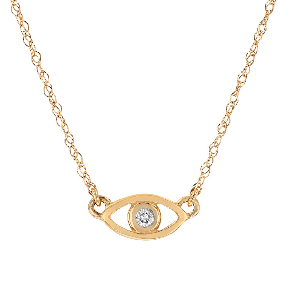 Diamond Bezel Evil Eye Pendant in Yellow Gold, 18