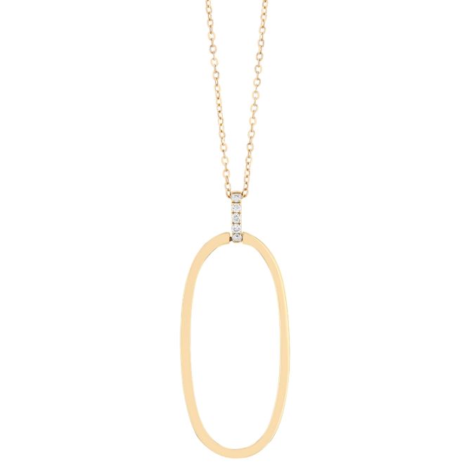 Doves Yellow Gold Large Open Oval Pendant with Diamond Bail