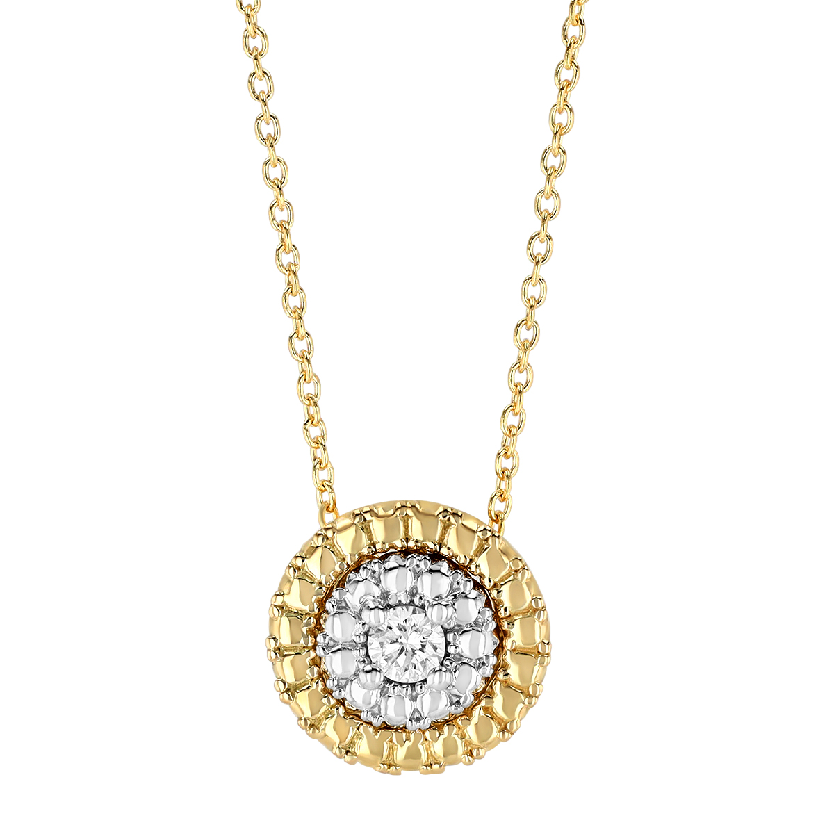 Roberto Coin Siena Single Diamond Small Dot Pendant in Yellow & White ...