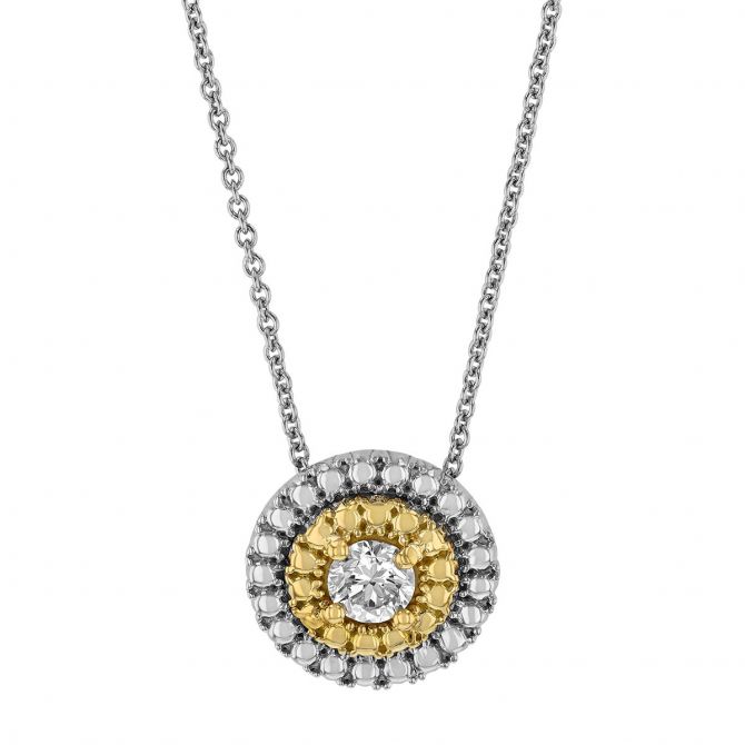 Roberto Coin Siena Diamond Dot Large Pendant in White & Yellow Gold, 18"