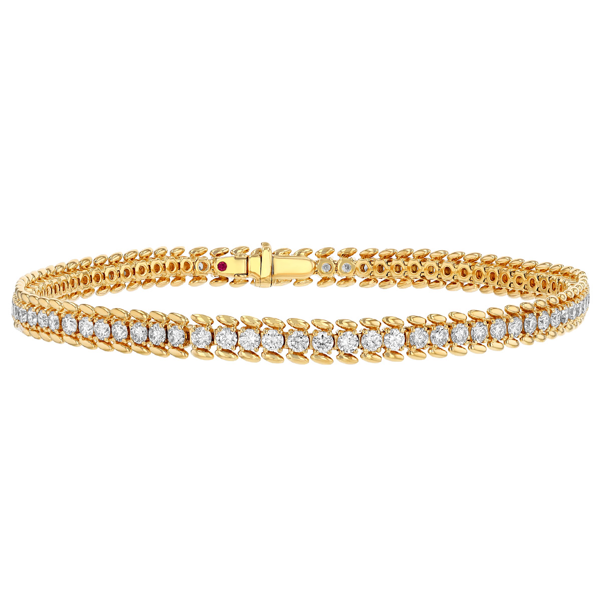 Roberto Coin Diamond Tennis Bracelet with Oval Bead Edges in Yellow ...