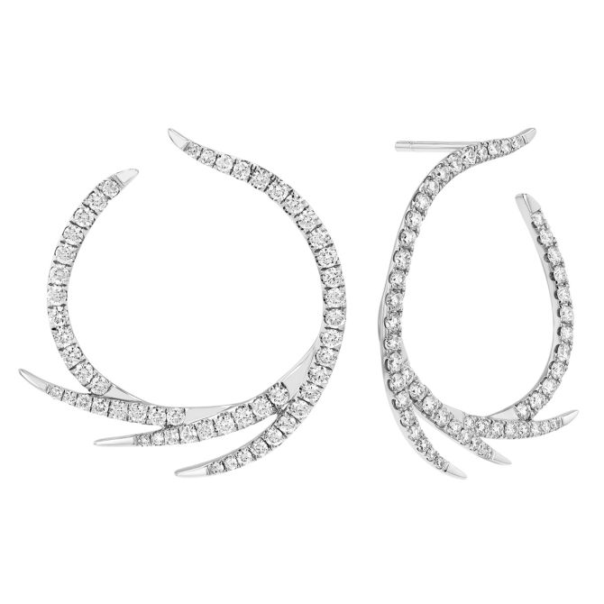 Doves Diamond Flair Circle Earrings in White Gold