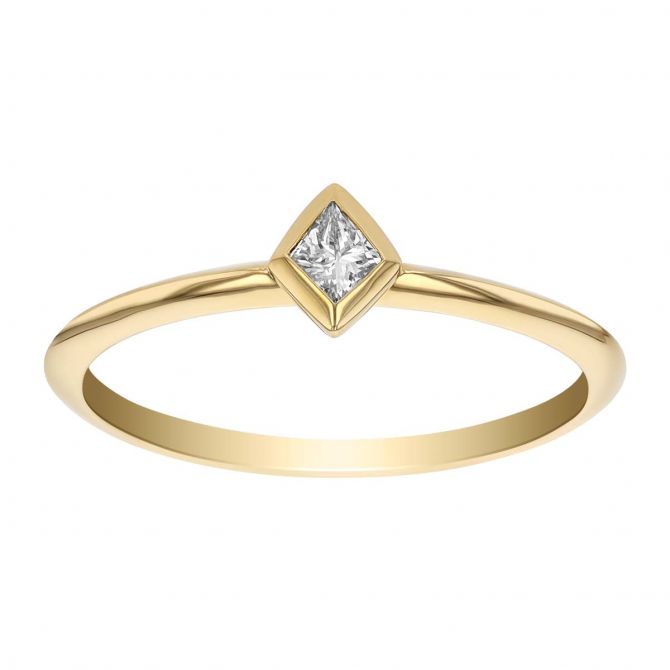 Diamond Bezel Set Solitaire Ring in Yellow Gold