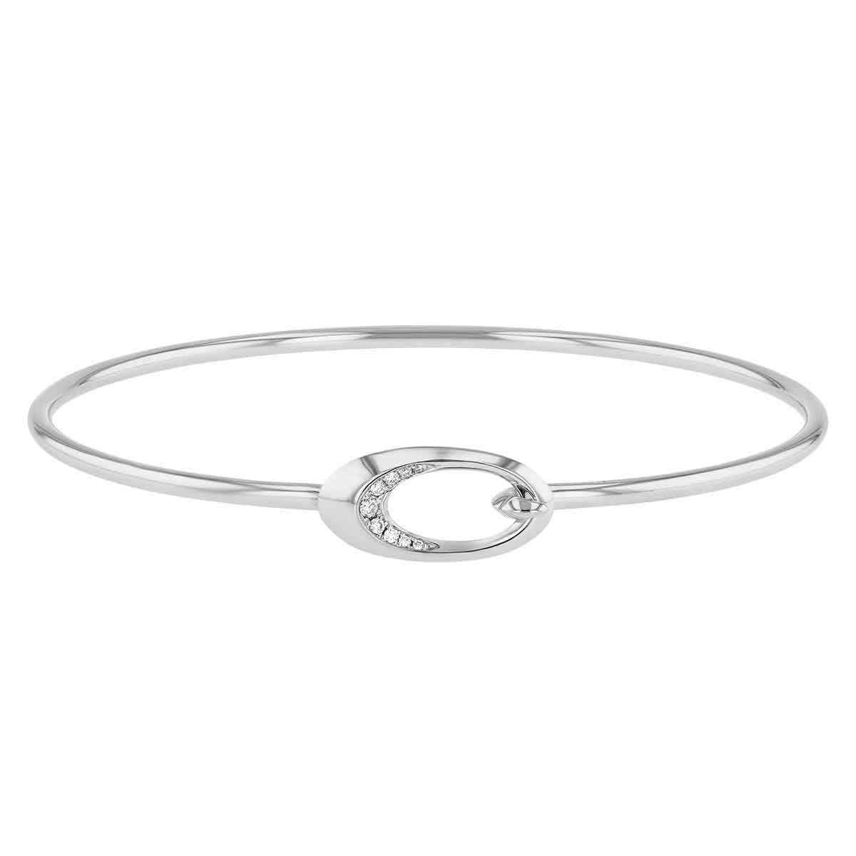 Diamond Tapered Oval Link Bangle Bracelet in White Gold | Borsheims