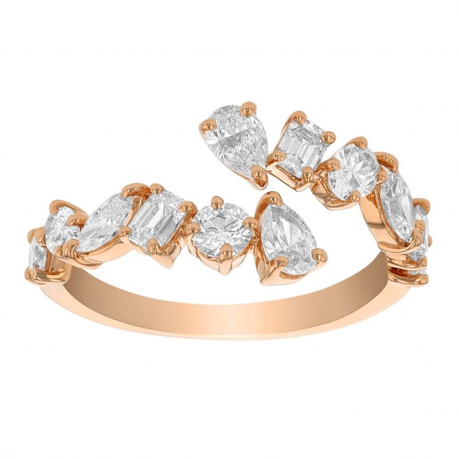 Frederic Sage Mixed Shape Diamond Bypass Ring in Rose Gold