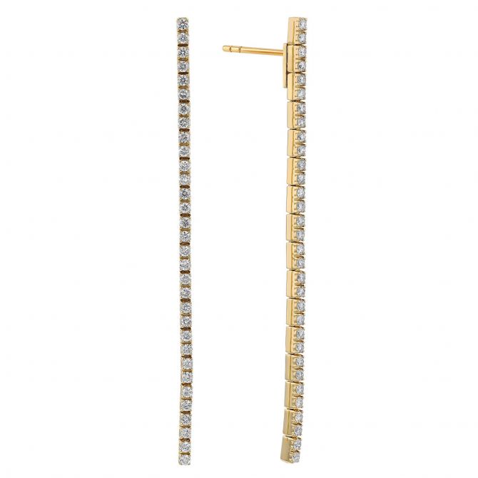 Frederic Sage Diamond Long Vertical Bar Dangle Earrings in Yellow Gold