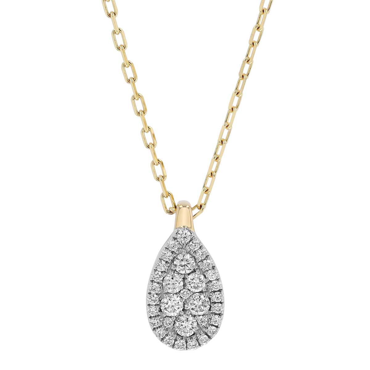 Frederic Sage Diamond Pavé Pear Shaped Pendant in White & Yellow Gold ...