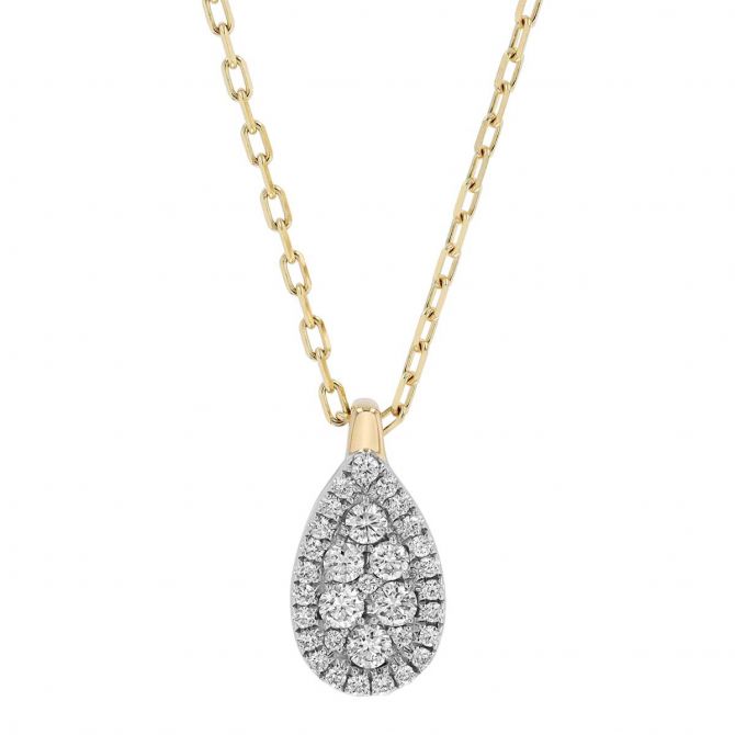 Frederic Sage Diamond Pavé Pear Shaped Pendant in White & Yellow Gold