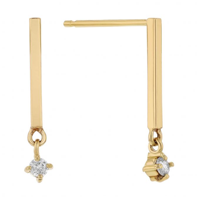 Zoe Chicco Floating Diamond Dangle Earrings in Yellow Gold