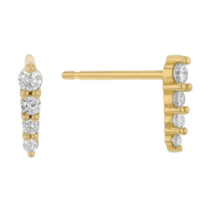 Zoe Chicco Diamond Ice Pick Stud Earrings in Yellow Gold