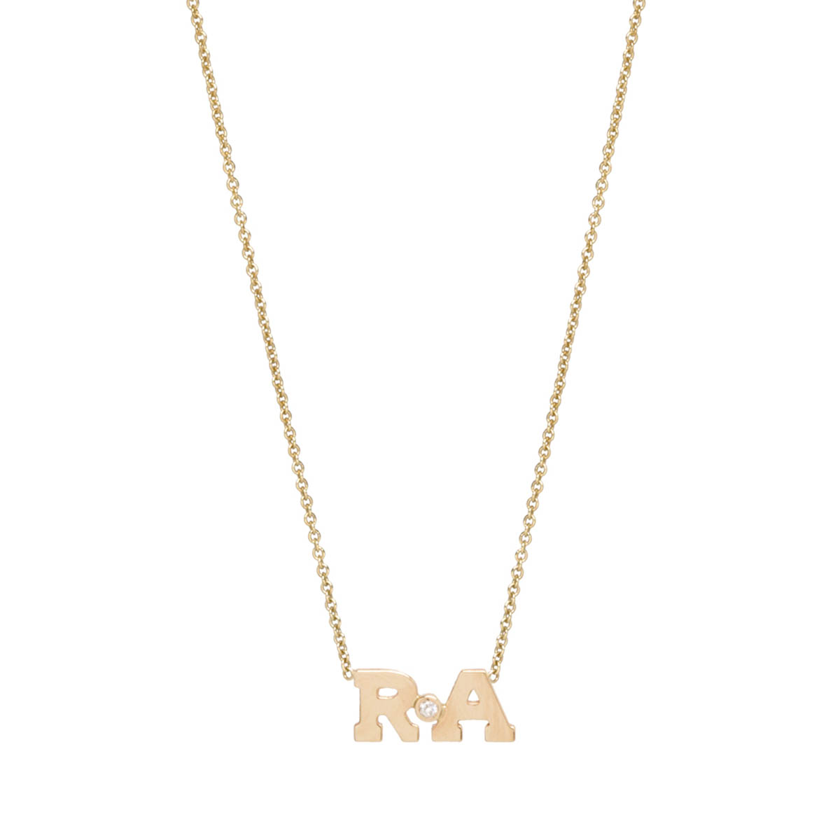 Zoe Chicco 2 Initial Letter & Diamond Bezel Custom Necklace in Yellow ...