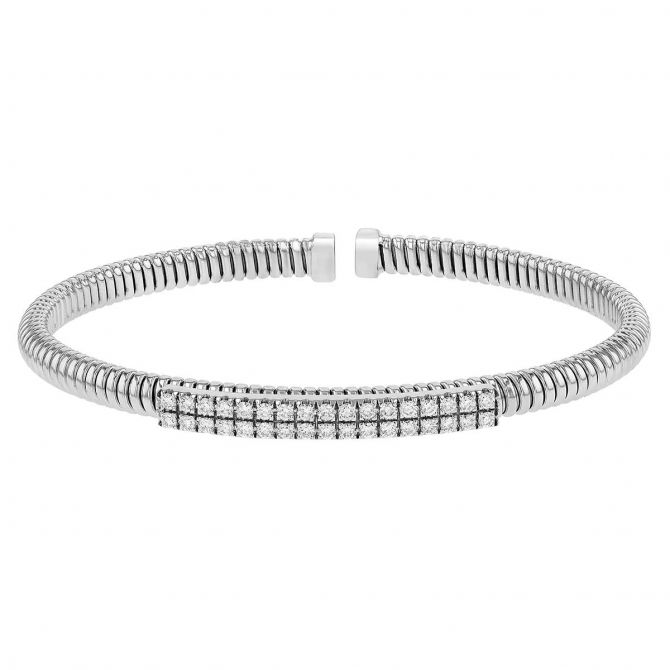 Diamond Pave Coil Bangle Bracelet in White Gold