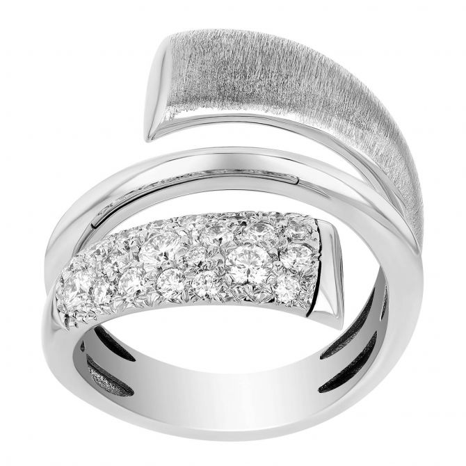 Diamond Pave Tapered Wrap Ring in White Gold