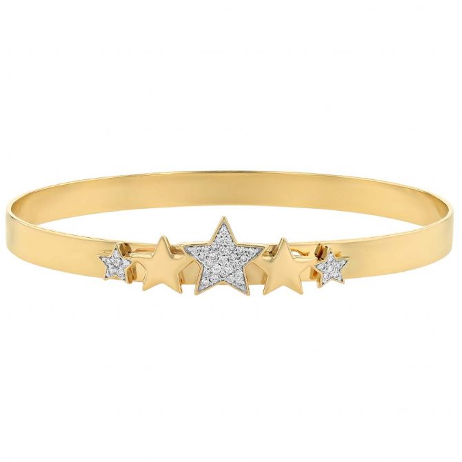 Phillips House Love Always Diamond Star Bangle Bracelet in Yellow Gold, 8"