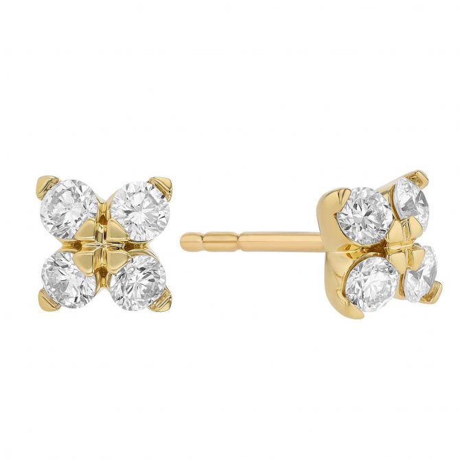 Roberto Coin Love in Verona Flower Stud Earrings in Yellow Gold