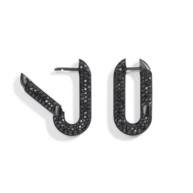 Vhernier Mon Jeu Black Diamond Pavé Link Earrings in Titanium