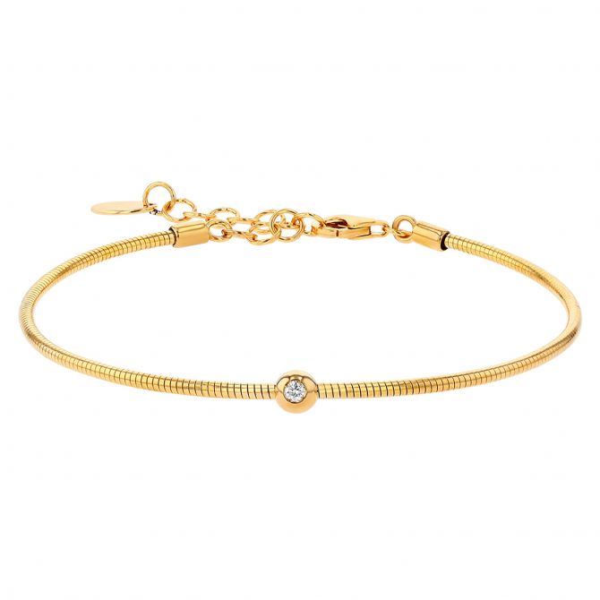 Pesavento DNA Spring Diamond Bezel Solitaire Coil Bracelet in Yellow Gold Vermeil, 8"