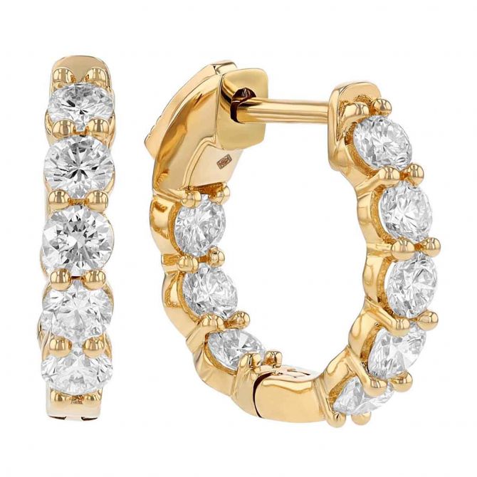 Borsheims Signature Collection Lab-Grown Diamond In & Out Hoop Earrings in 14K Gold, 1.00 cttw