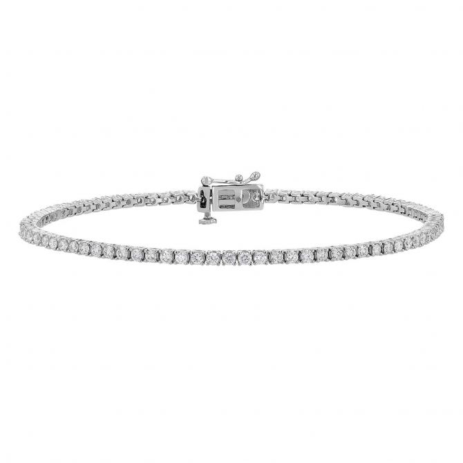 Borsheims Signature Collection Lab-Grown Diamond Tennis Bracelet in White Gold, 1.90 cttw, 7"