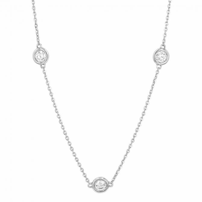 Borsheims Signature Collection Lab-Grown Diamond 5 Station Necklace in White Gold, 1.00 cttw, 18"