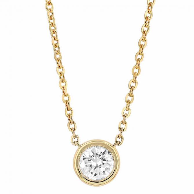 Borsheims Signature Collection Lab-Grown Diamond Solitaire Necklace in 14K Gold, 0.50 cttw, 18"