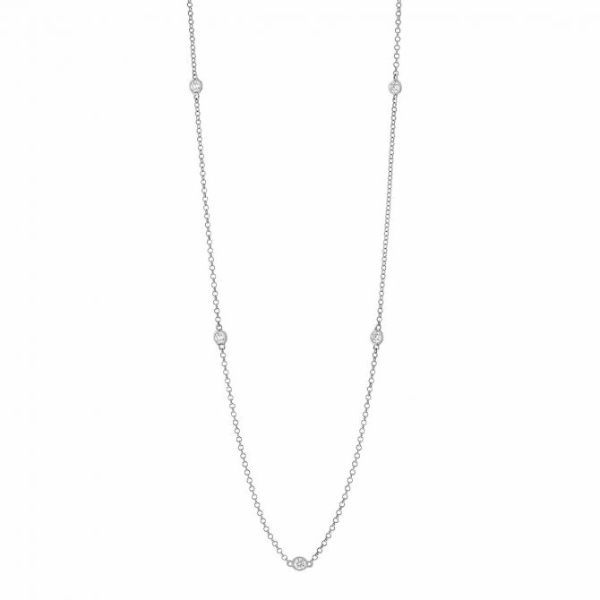 Borsheims Signature Collection Diamond 5 Station Necklace in White Gold, 0.32 cttw, 18"