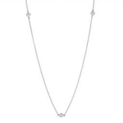 Image for Borsheims Signature Collection Diamond 3 Station Necklace in White Gold, 0.24 cttw, 18"