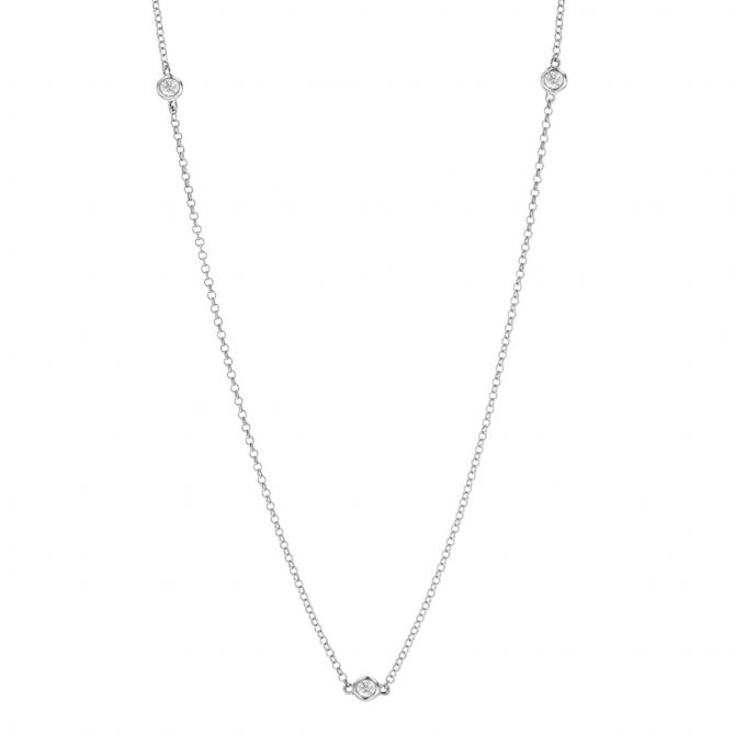 Borsheims Signature Collection Diamond 3 Station Necklace in White Gold, 0.24 cttw, 18"