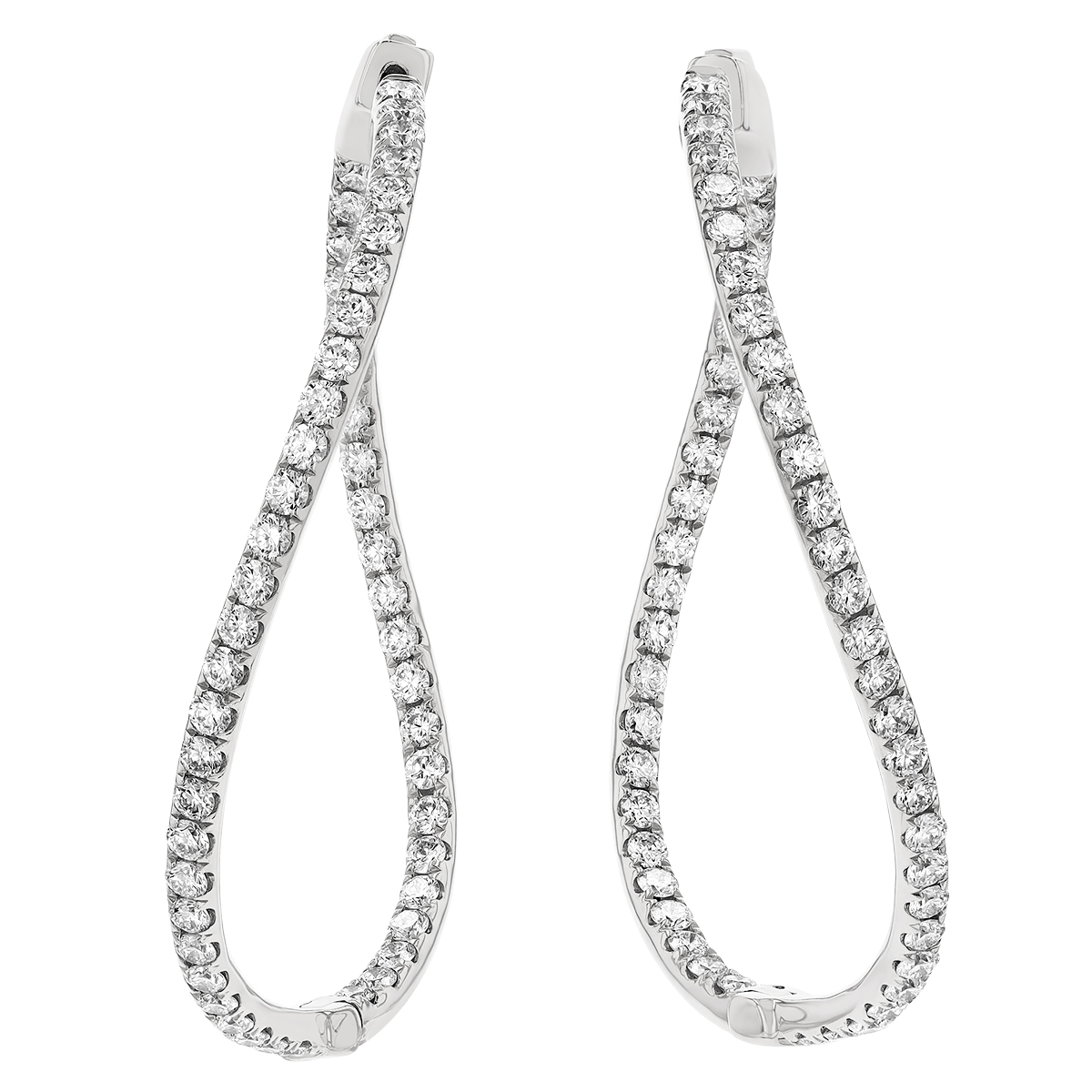 Diamond Inside Out Front-to-Back Wave Hoop Earrings in White Gold ...