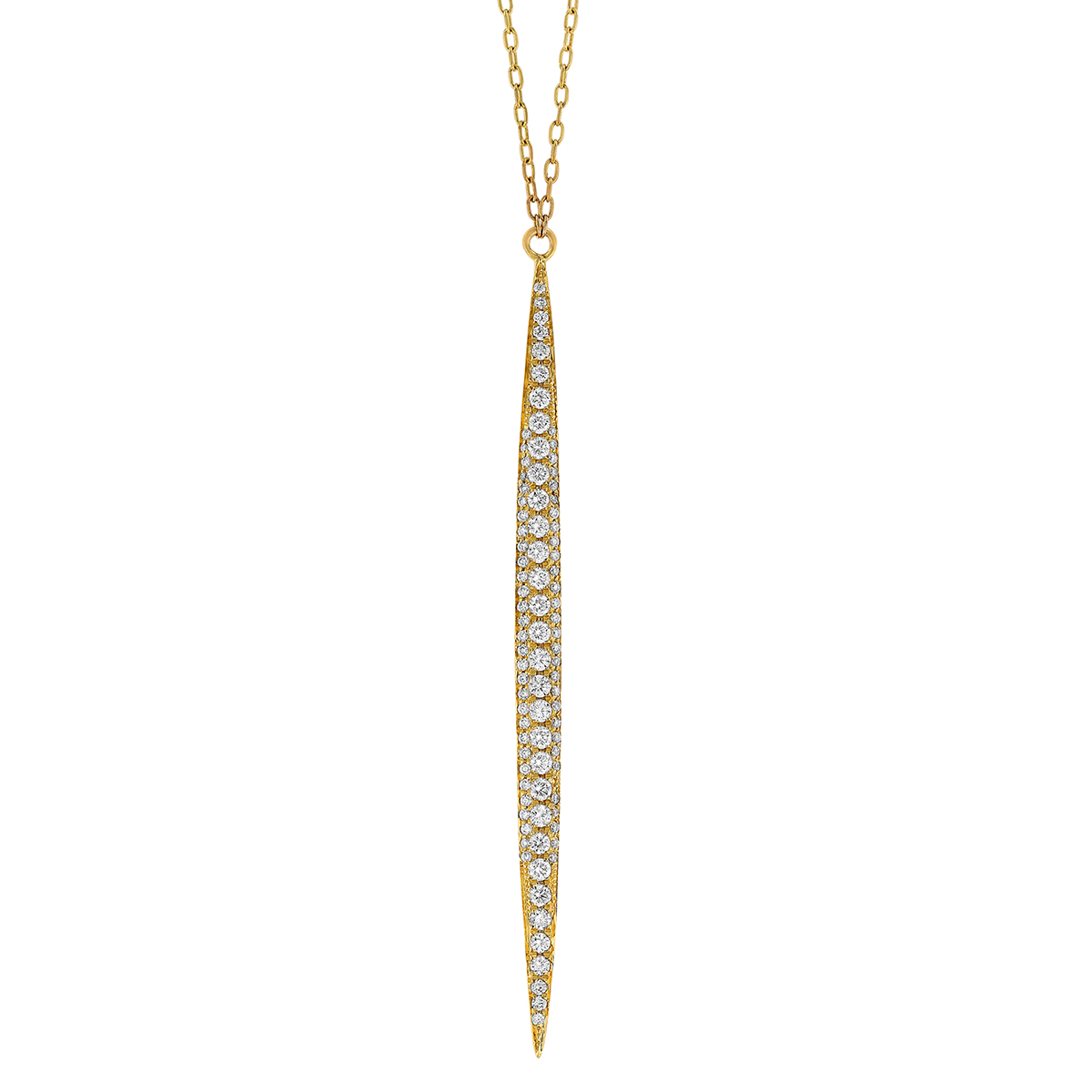 Diamond Pavé Long Tapered Vertical Bar Pendant in Yellow Gold | Borsheims