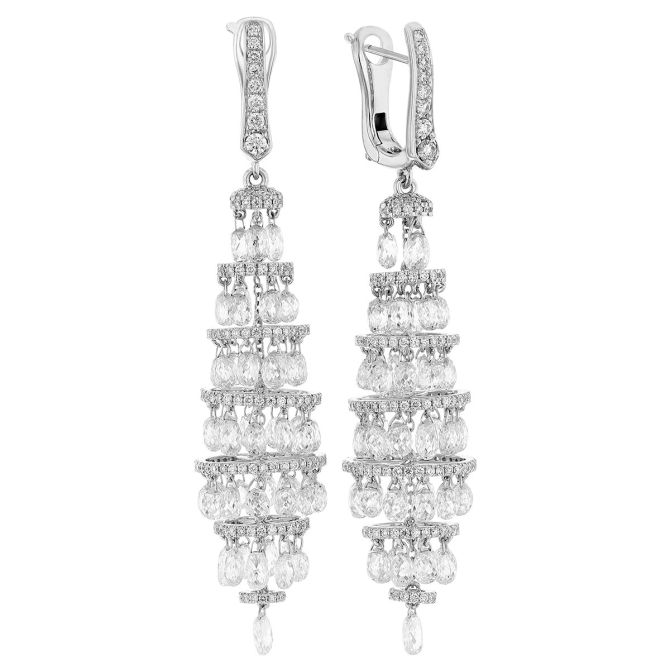 TARA Pearls Diamond Chandelier Dangle Earrings in White Gold