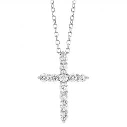 Tiny Treasures Diamond Cross Necklace in White Gold, 18