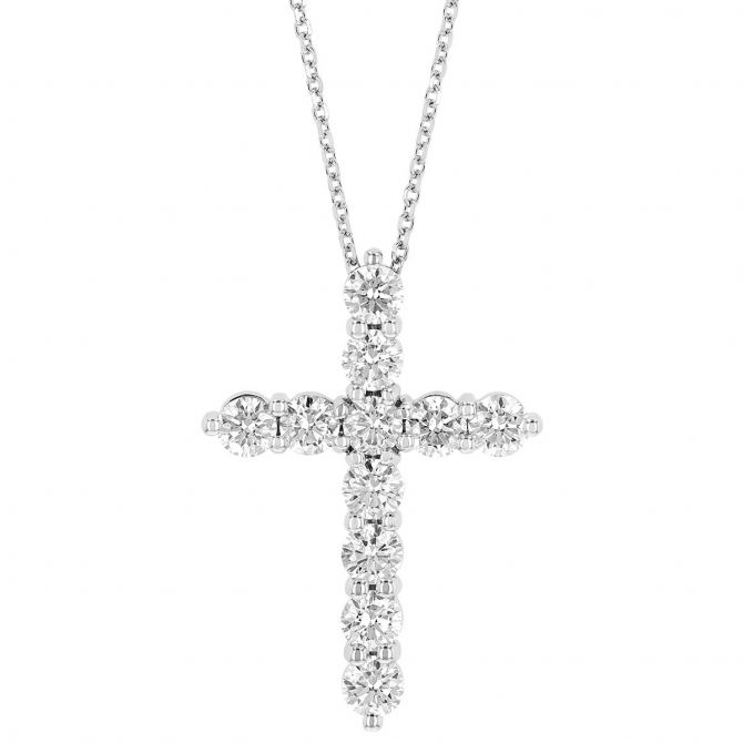 Diamond Classic Cross Pendant in White Gold, 2.00 cttw, 18"