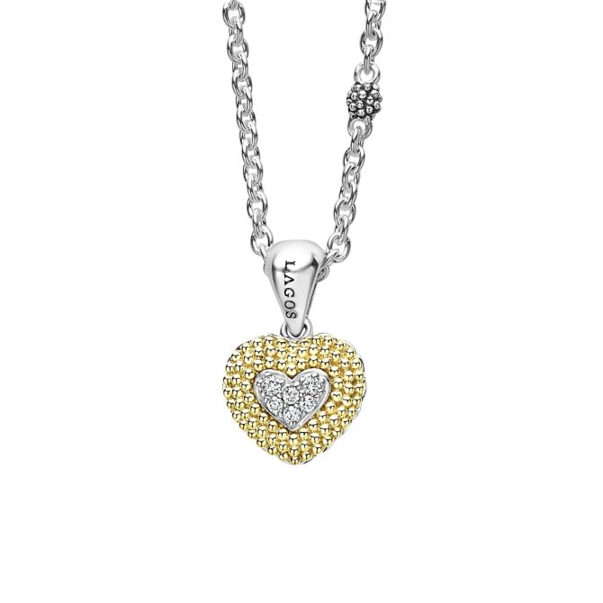 LAGOS Caviar Lux Diamond Heart Necklace, 16-18"